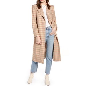 Something Navy Tan Plaid Coat